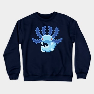 Blue Pixel Axolotl - Cute Retro Animal Design Crewneck Sweatshirt